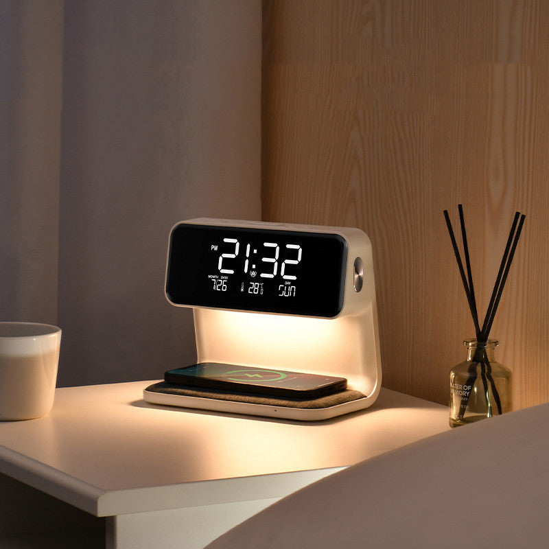 3-in-1 Smart Bedside Lamp — Wireless Charger, Alarm Clock & LCD Screen