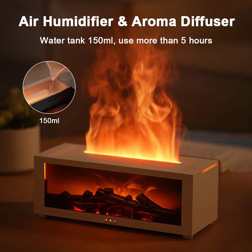 3D Flame Aromatherapy Diffuser — Color-Changing Fire Effect Humidifier