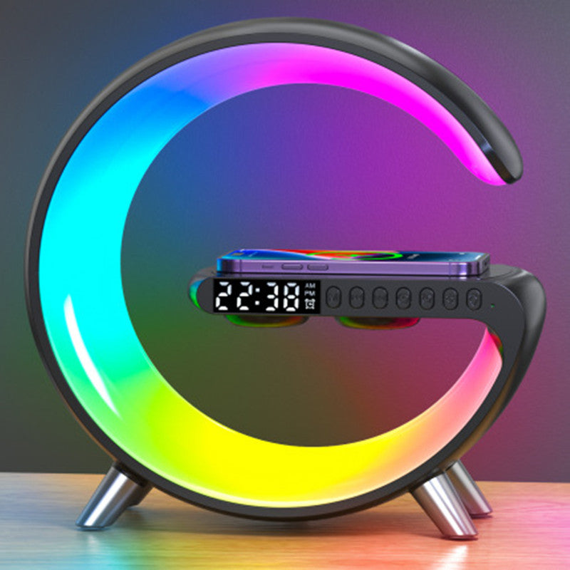 G-Shape LED Lamp — Bluetooth Speaker, Wireless Charger & Alarm Clock