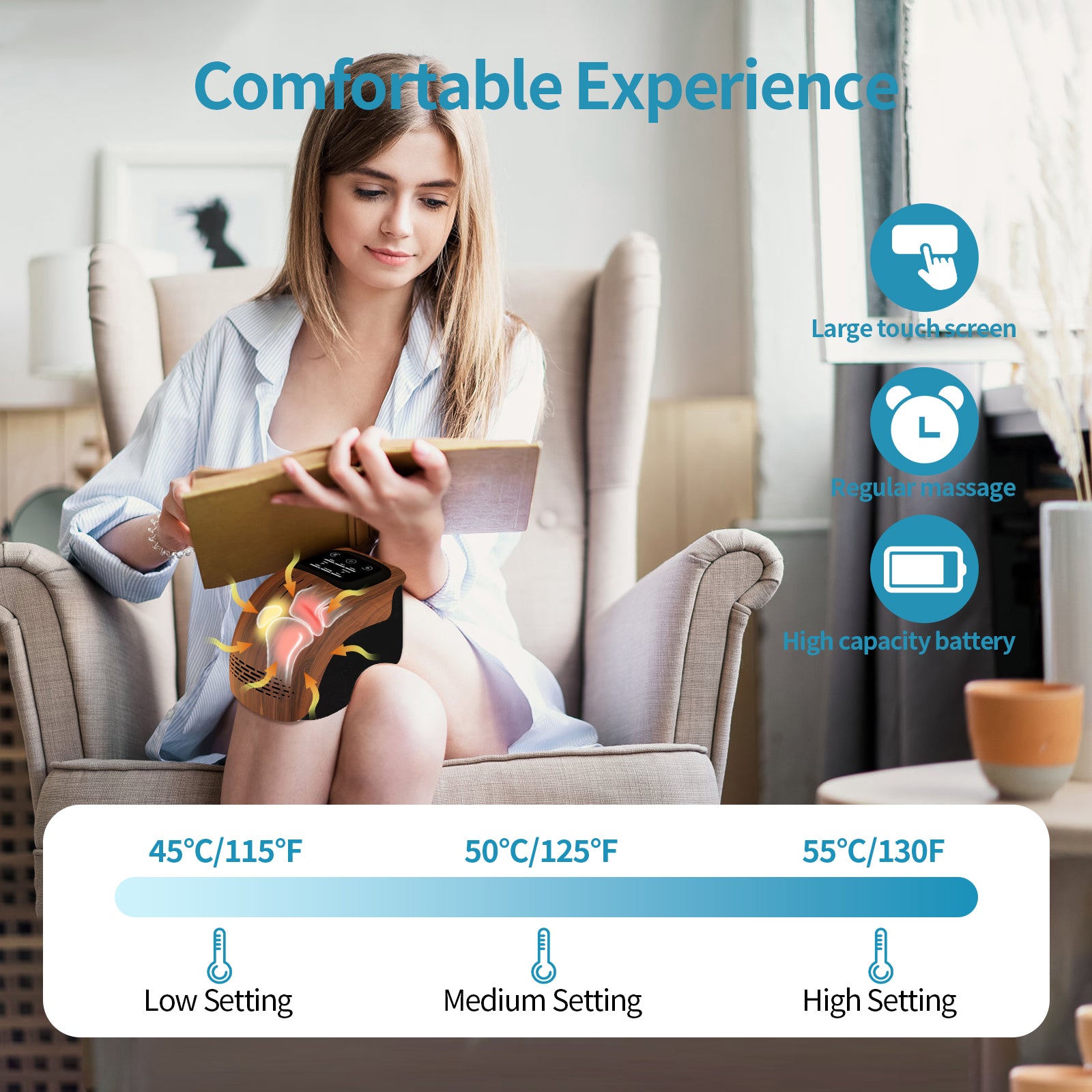 Knee Massager – Heat, Infrared Laser & Vibration Therapy for Pain Relief