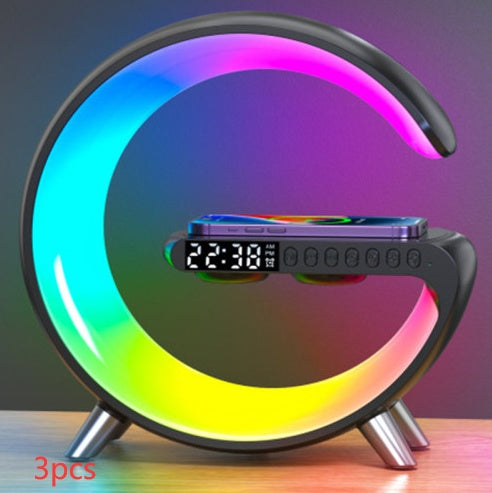 G-Shape LED Lamp — Bluetooth Speaker, Wireless Charger & Alarm Clock