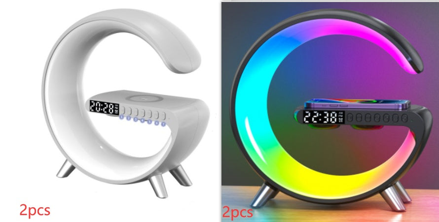 G-Shape LED Lamp — Bluetooth Speaker, Wireless Charger & Alarm Clock