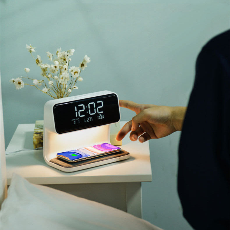 3-in-1 Smart Bedside Lamp — Wireless Charger, Alarm Clock & LCD Screen
